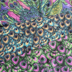 Peacock Feather Design Peacock Design Flock Velvet Fabric Dressmaking fabric Furnishing Fabric Craft Fabric Cushion Fabric Peacock Material