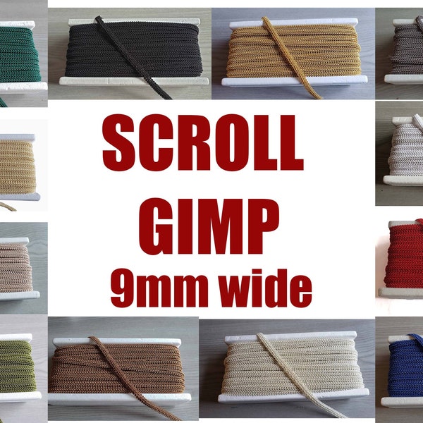 Silky Gimp 9mm Trim Scroll type Optional colors Braid Upholstery Trim Gimp Braid Costume Furnishing  Upholstery Braid for Chairs Braid Trim