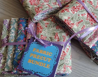 Lot de 5 gros quarts floraux 100 % coton - Lot de tissus pour courtepointe - Tissus prédécoupés pour quilting - Chutes de tissu
