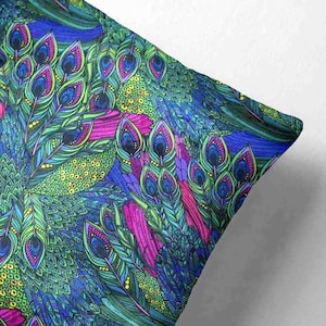 Outdoor Water-Resistant Decorative cushion Cover Peacock Feathers Waterproof Square or Oblong Cushion Throws Sofa Cushions