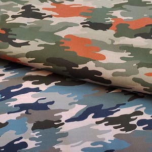 Tissu softshell camouflage 3 couches : coupe-vent, imperméable, envers en polaire (145 cm de largeur)