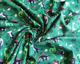 Dinosaur Prehistoric Pattern Interlock T-shirt cotton fabric Cotton Jersey 1/2m  Printed Jersey T-shirt fabric