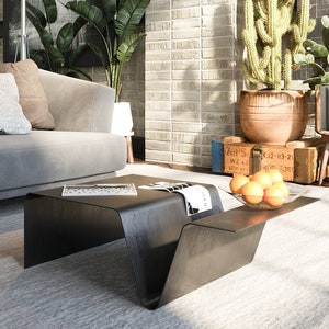 Industrial Coffee Table with Storage: Minimalist Steel Sofa Table