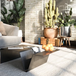 Modern Coffee Table with Storage. Heavy-Duty, Minimal Industrial Design Furniture. Unique Cocktail Sofa Table for Contemporary Living Room image 1