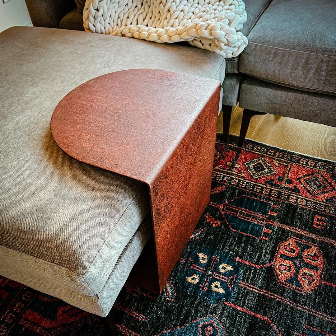 Rusted Steel C-shaped Side Table: Industrial Sofa End Table - Etsy