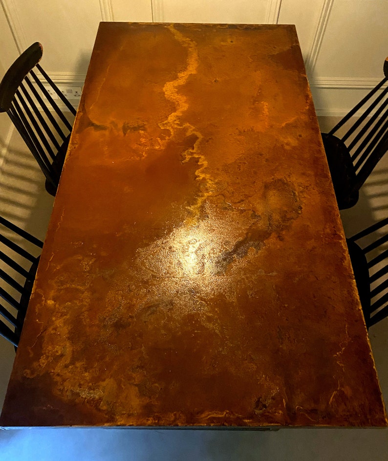 Rusted Steel Dining Table: Industrial Minimalist Design With Black Legs ...