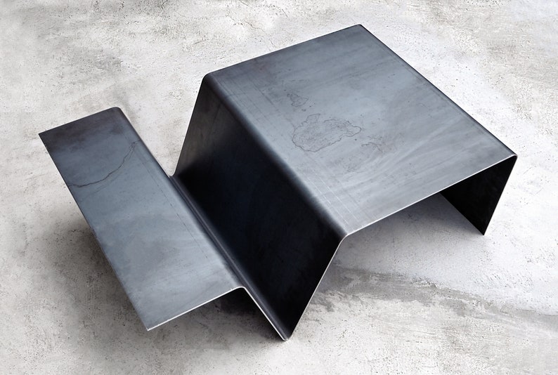 Modern Coffee Table with Storage. Heavy-Duty, Minimal Industrial Design Furniture. Unique Cocktail Sofa Table for Contemporary Living Room image 3