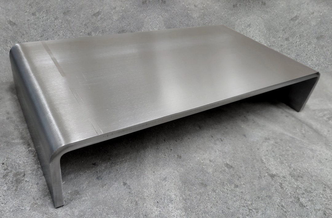 Brushed Steel Monitor Stand: Minimalist Industrial Desk Riser - Etsy