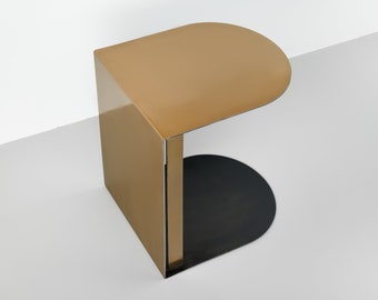 C Side Table. Slide Under Sofa Painted Metal Table. Minimal Industrial Design Furniture. Modern Bedside End Table for Living Room or Bedroom