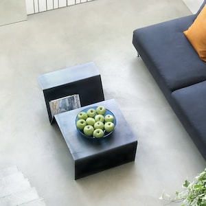 Modern Coffee Table with Storage. Heavy-Duty, Minimal Industrial Design Furniture. Unique Cocktail Sofa Table for Contemporary Living Room image 6