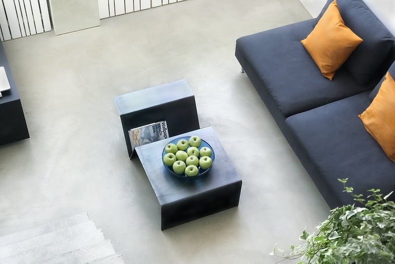 Modern Coffee Table with Storage. Heavy-Duty, Minimal Industrial Design Furniture. Unique Cocktail Sofa Table for Contemporary Living Room image 6