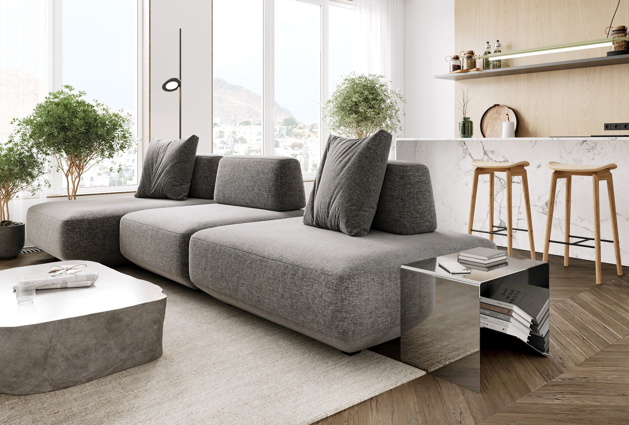 Table D'appoint Industrielle En Acier Poli Rangement De Chevet Minimaliste