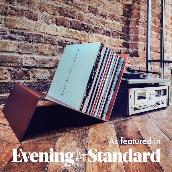 Industrial Steel Vinyl Record Storage: Minimalist LP Holder