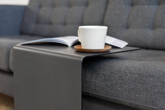 Natural Metal C Side Table. Slide Under Sofa Table. Minimal