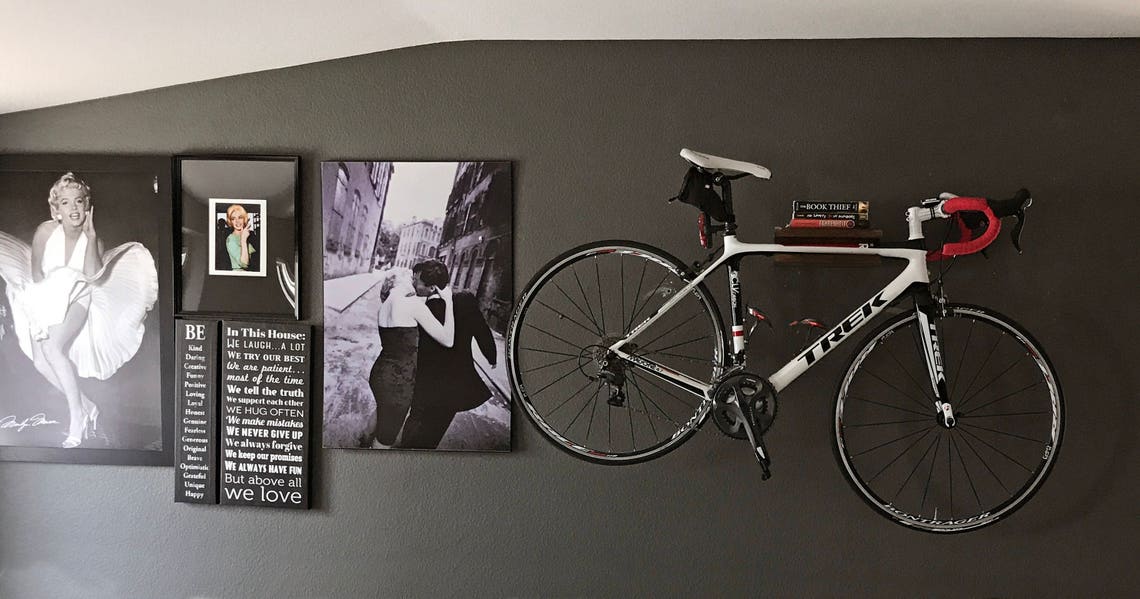 Bike Book Shelf / Solid Oak / Holder / Bike Rack / Bicycle Etsy