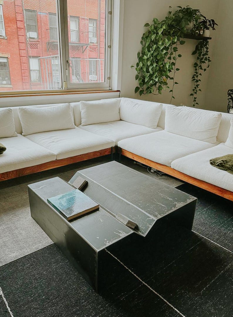 Modern Coffee Table With Storage. Unique Distressed Look Table for