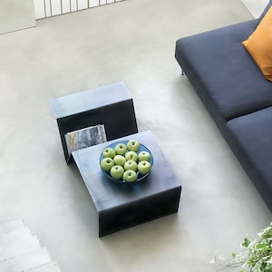 Small Modern Coffee Table with Storage. Heavy-Duty, Minimal Industrial Design Furniture. Unique Cocktail Table for Contemporary Living Room image 7