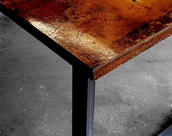 Rusted Steel Dining Table Heavy-duty Minimal Industrial Design Furniture