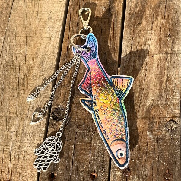 embroidered fish keychain