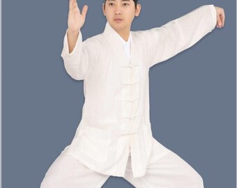 2 color's Cotton  linen Taoist robes, practice clothes, martial arts performance clothes, unisex Tao suits, double-breasted Tai Chi suits