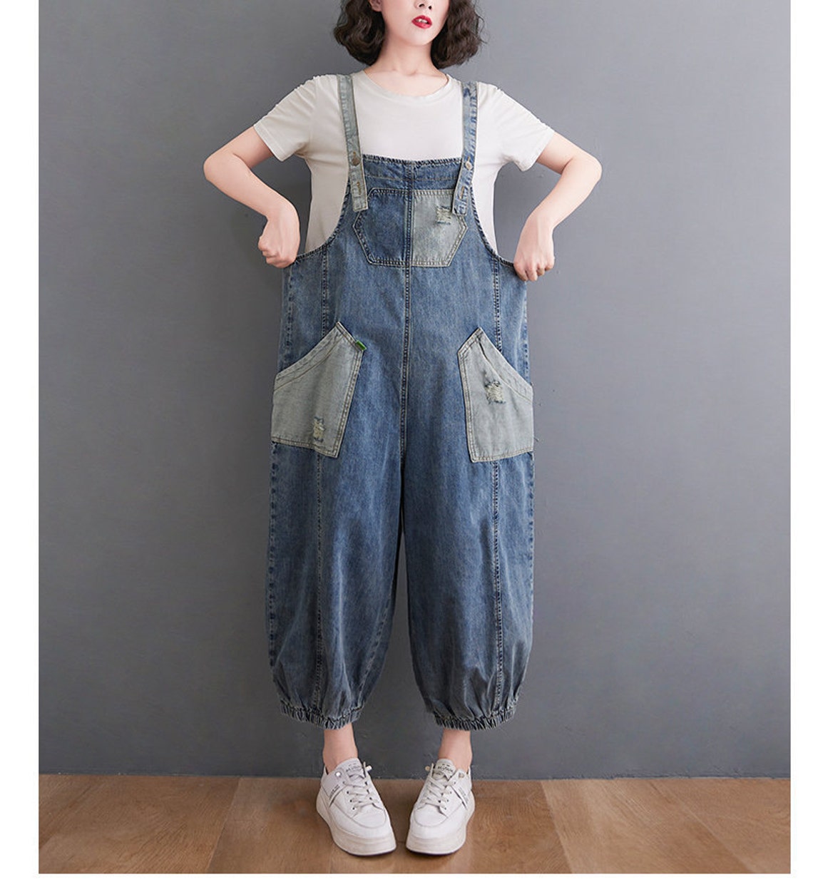 Woman fashion demin overalls loose overalls casual overalls | Etsy