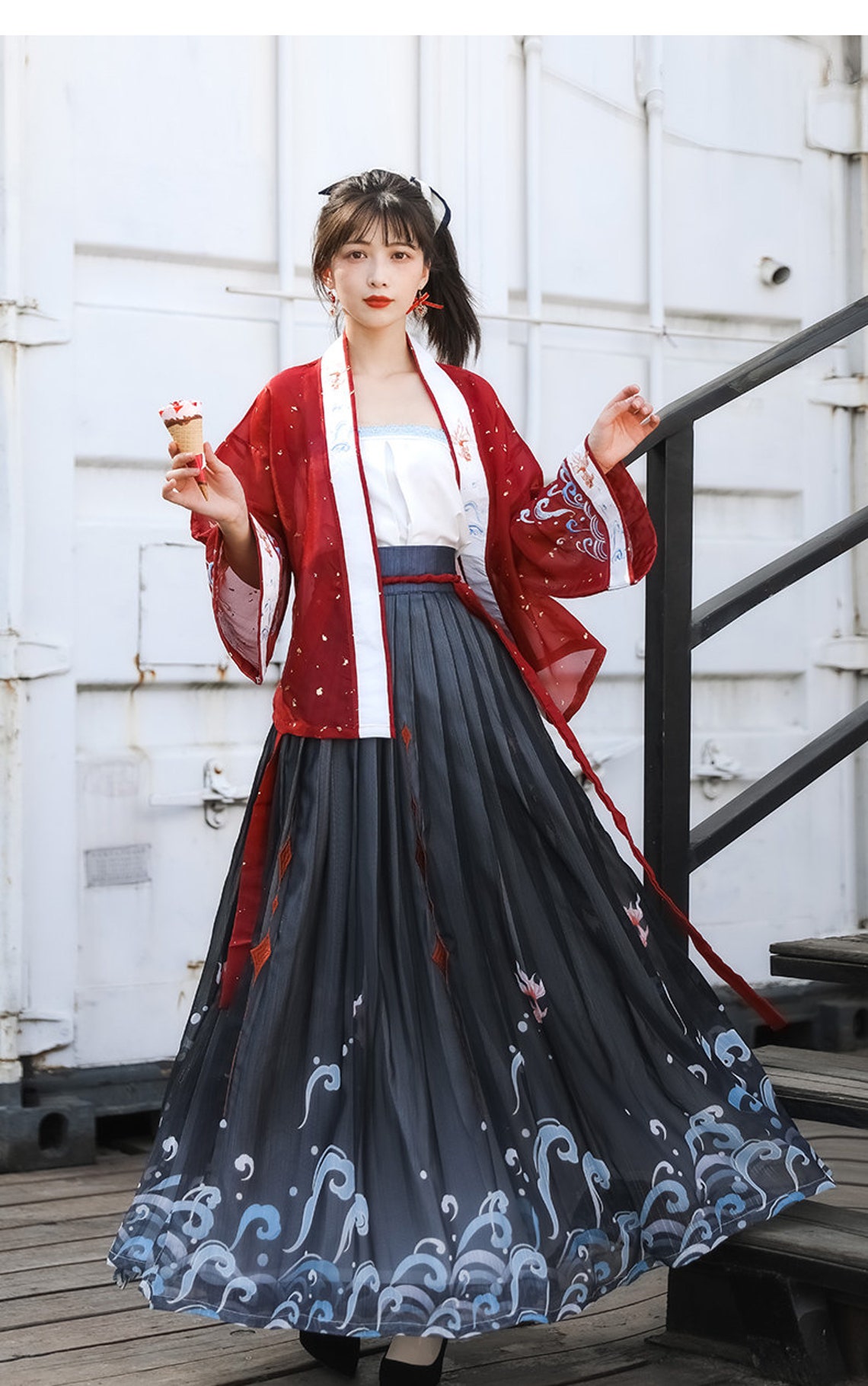 More than thirteen [Pear Blossom] Embroidered Song Style Hanfu Set main image 1