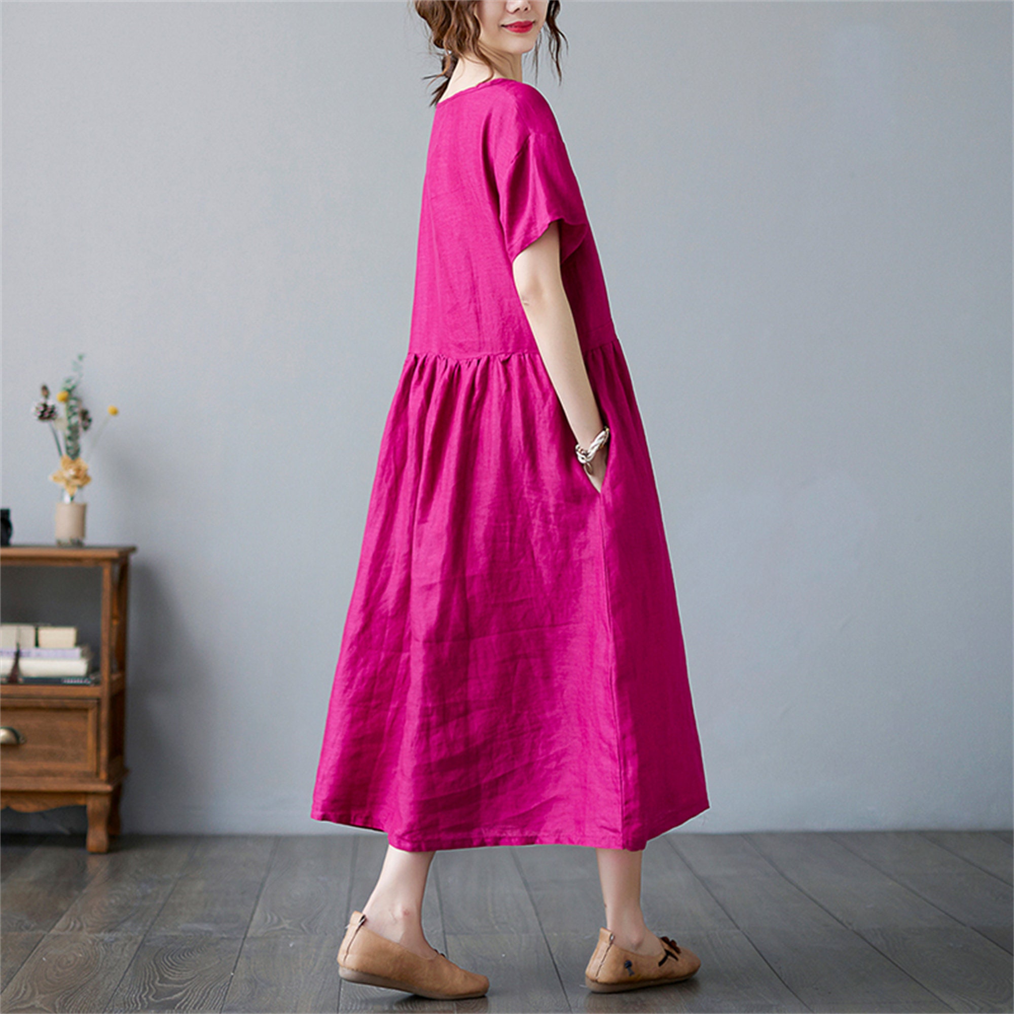 Woman summer dress loose cotton linen dress woman fashion | Etsy