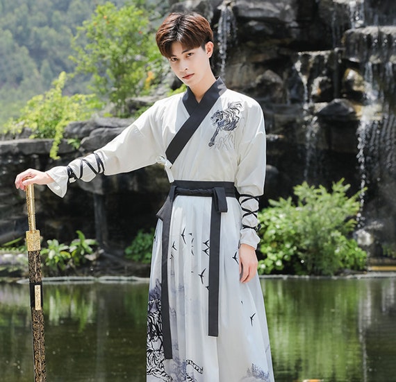 Mene White Black Gradient Chinese Hanfu Male Fairy Sowordsman Warrior ...