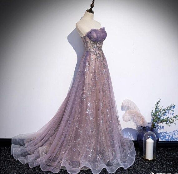 New design long tulle A-line prom dress, 3D flower evening dresses | Prom  dresses sleeveless, Tulle evening dress, Unique prom dresses