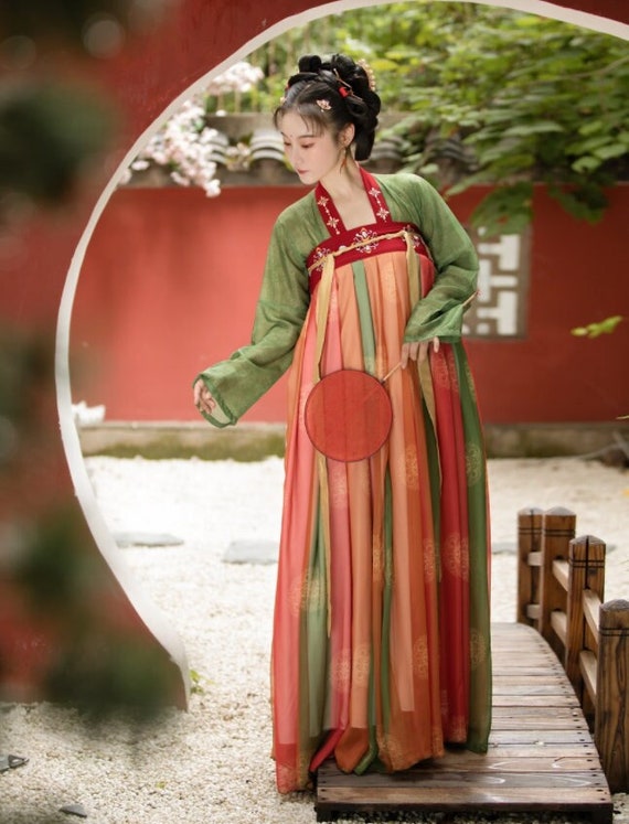 Vintage hanfu conjuntos de ropa de verano de las mujeres vestido de  gradiente de maxi vestido de estudiantes de dulce de ropa traje de estilo  chino suelto vestido+falda comprar \u003c Los juicios