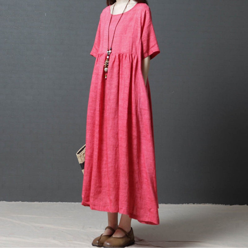 Woman plus size dress Summer loose dresses ramie dress | Etsy