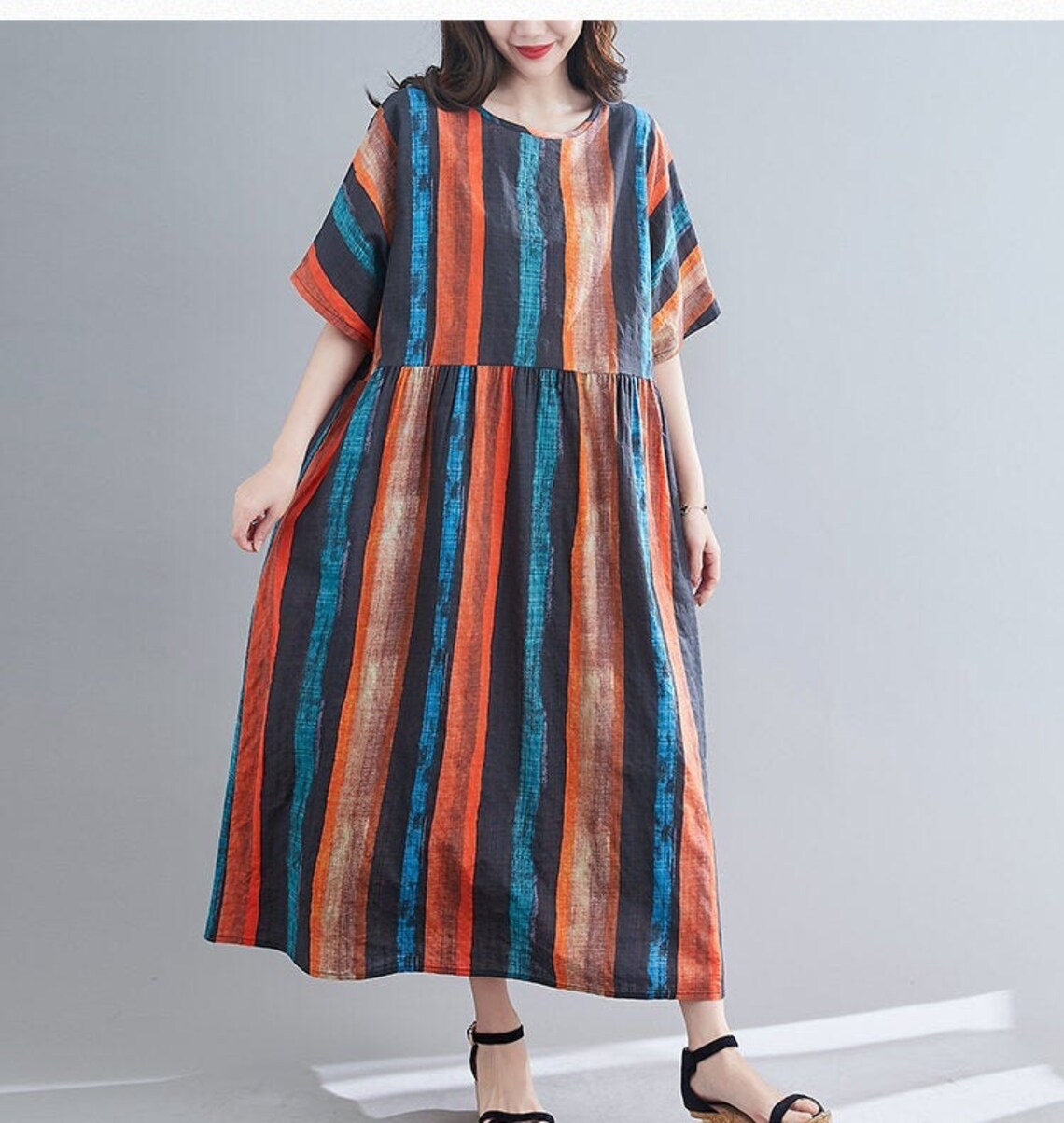 Woman plus size dress Summer loose cotton linen dresses | Etsy