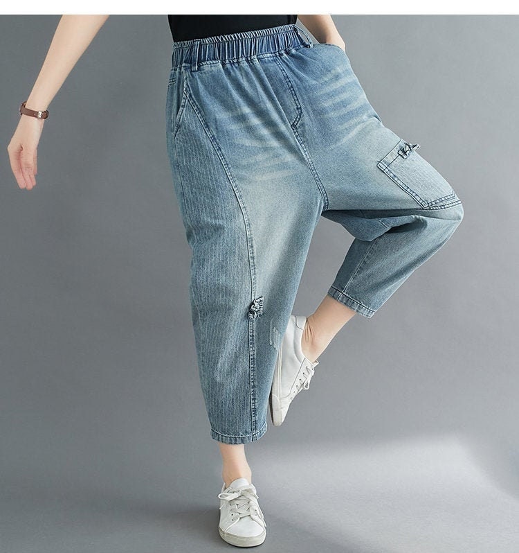 Woman fashion loose pants loose jeans casual jeans demin jeans | Etsy