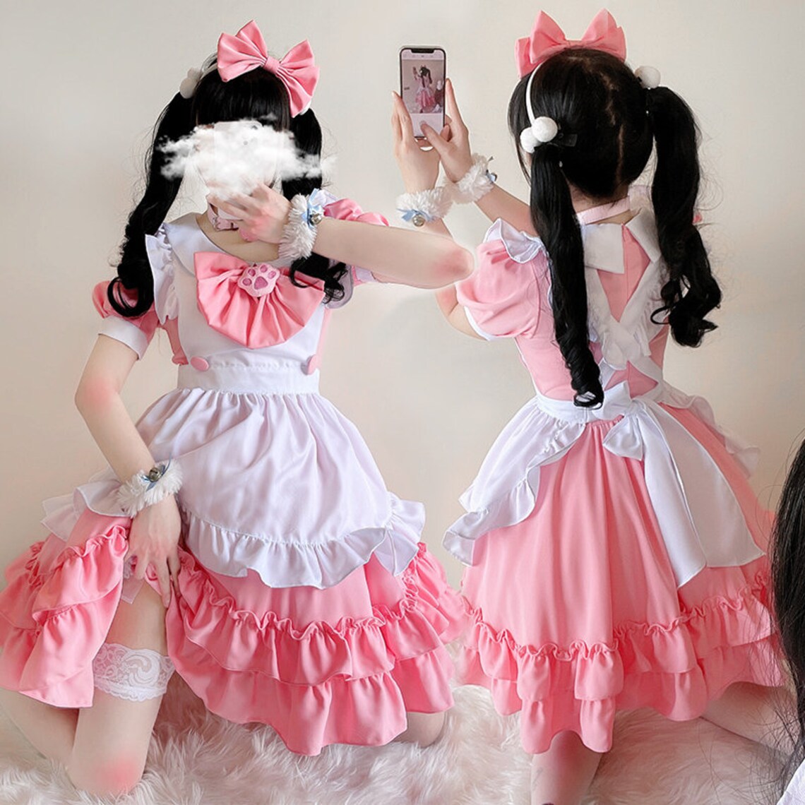 Cosplay PINK Maid Outfit Cat Maid Outfit Maid Outfit Sweet Etsy