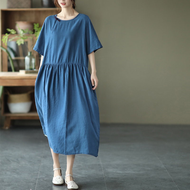 100% linen dress woman summer dress fashion loose dress soft | Etsy