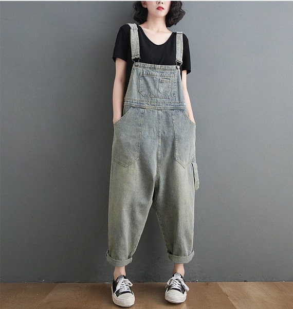 Women Overalls With Pockets Loose Streetwear Jumpsuit Denim | Etsy