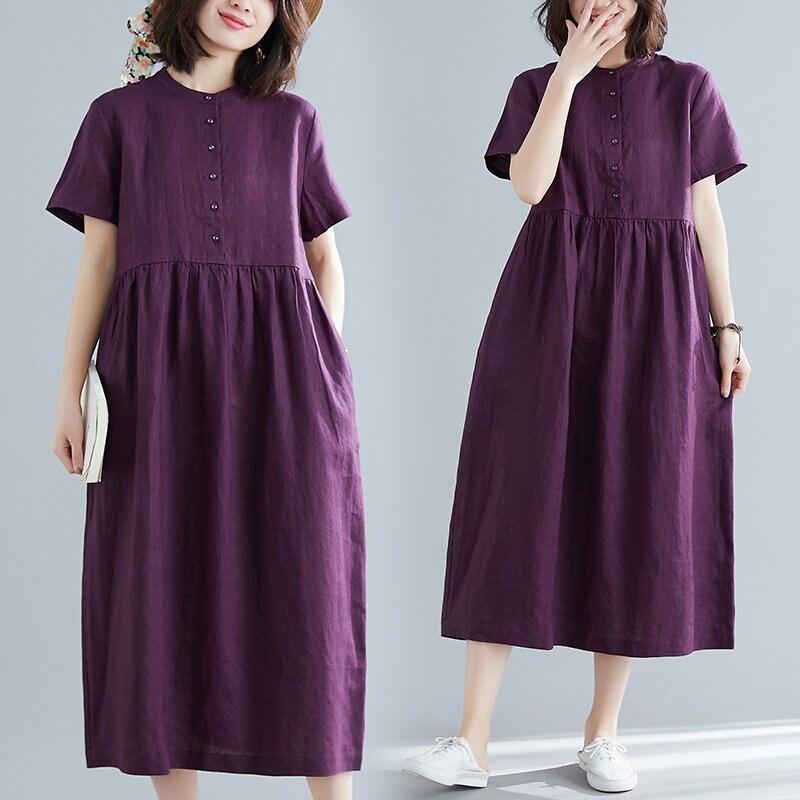 Summer loose dress woman cotton dresses PLUS size linen | Etsy