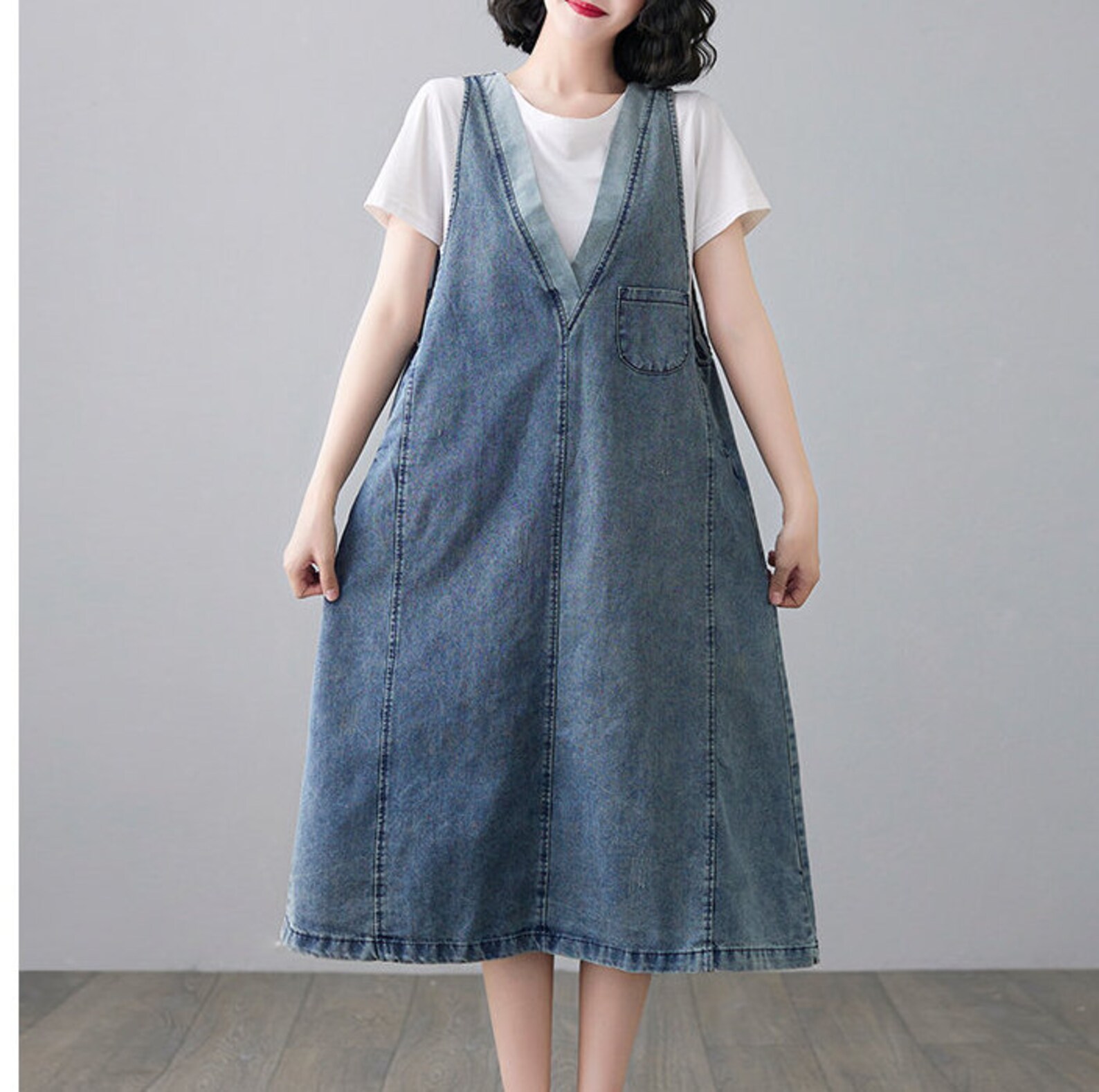 Loose denim dress ladies vest dress Vneck sleeveless dress Etsy