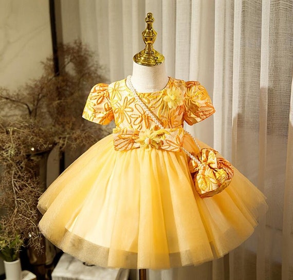 Girls yellow party best sale dress