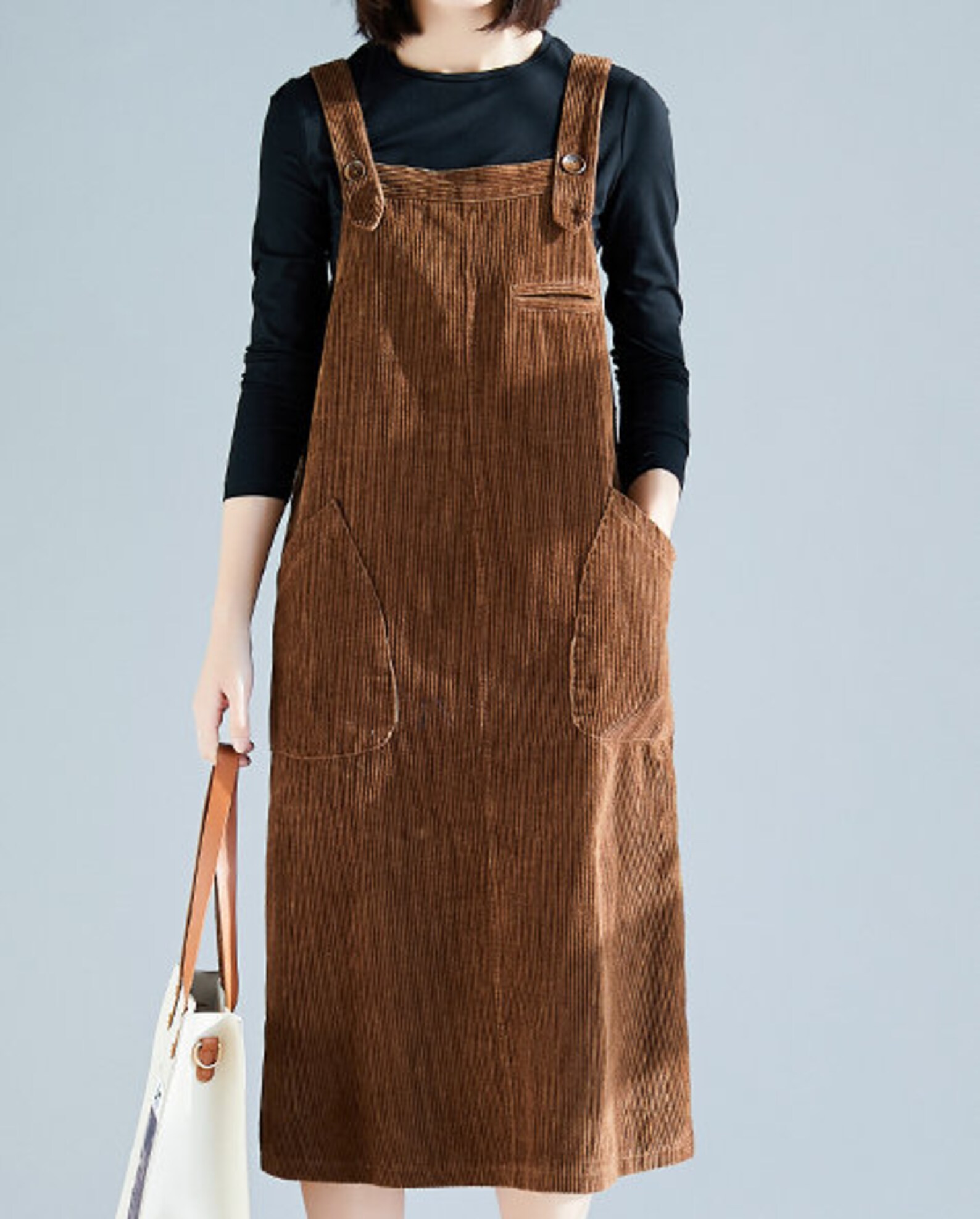 Corduroy strap skirt Suspender skirt woman summer fashion long Etsy