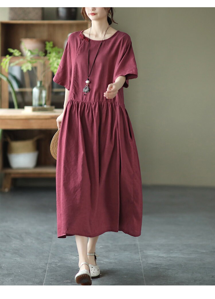 100% linen dress woman summer dress fashion loose dress soft | Etsy