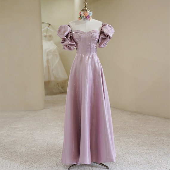 Violet Puff Sleeve Dress off Shoulder 