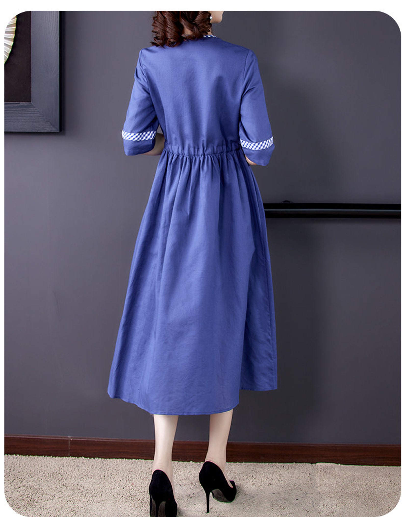 Woman summer Vneck cotton linen dress fashion linen cotton Etsy