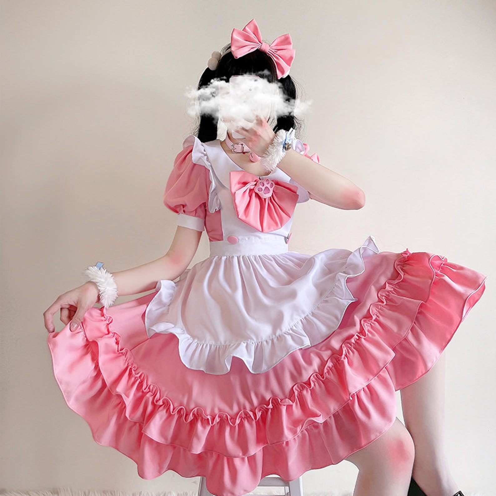 Cosplay PINK Maid Outfit Cat Maid Outfit Maid Outfit Sweet Etsy UK