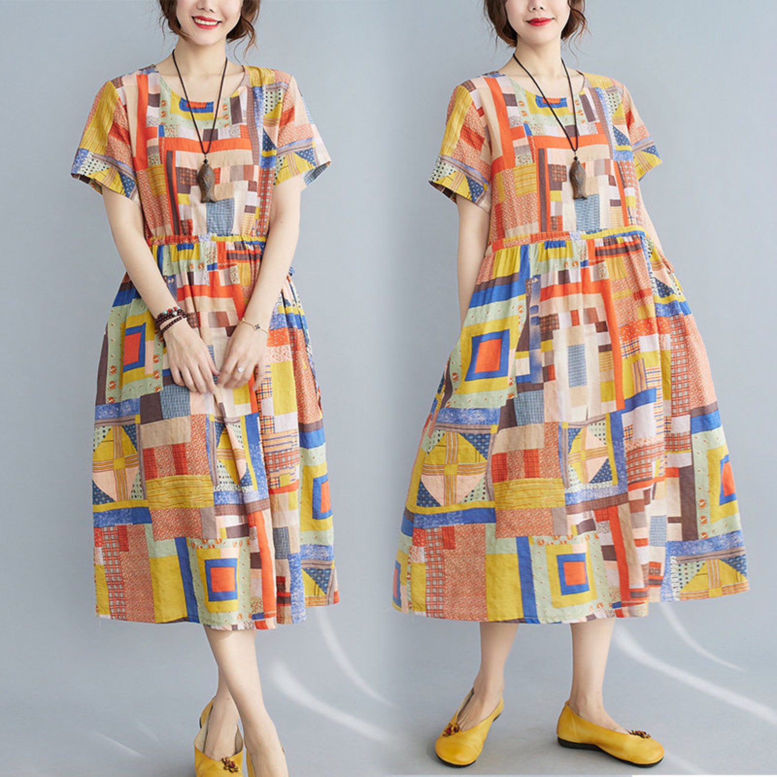 Woman plus size dress Summer loose cotton linen dresses | Etsy