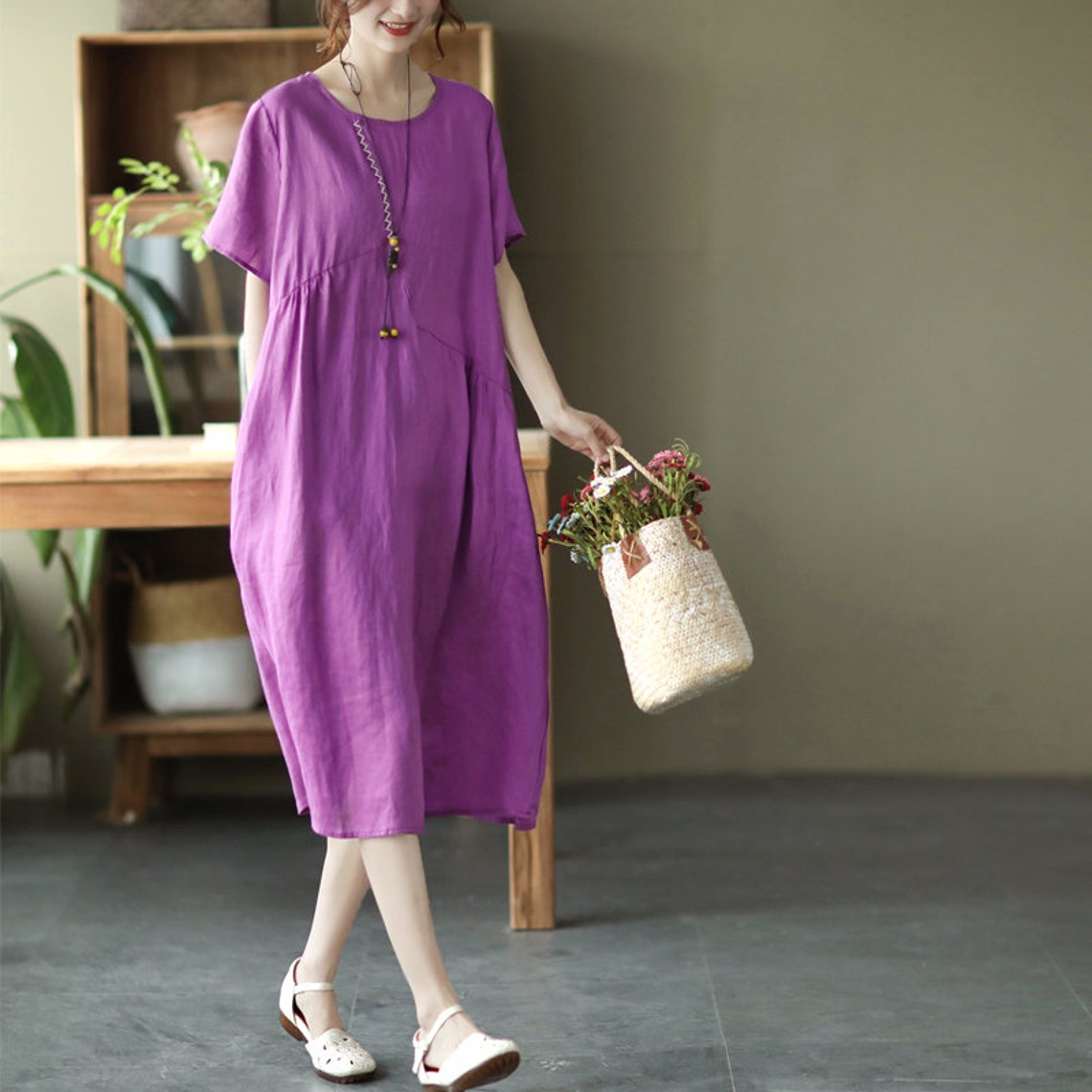 100 linen dress summer linen dresses Woman loose dresses Etsy