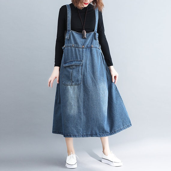 Denim dress women's suspender skirt fashion dresses Etsy