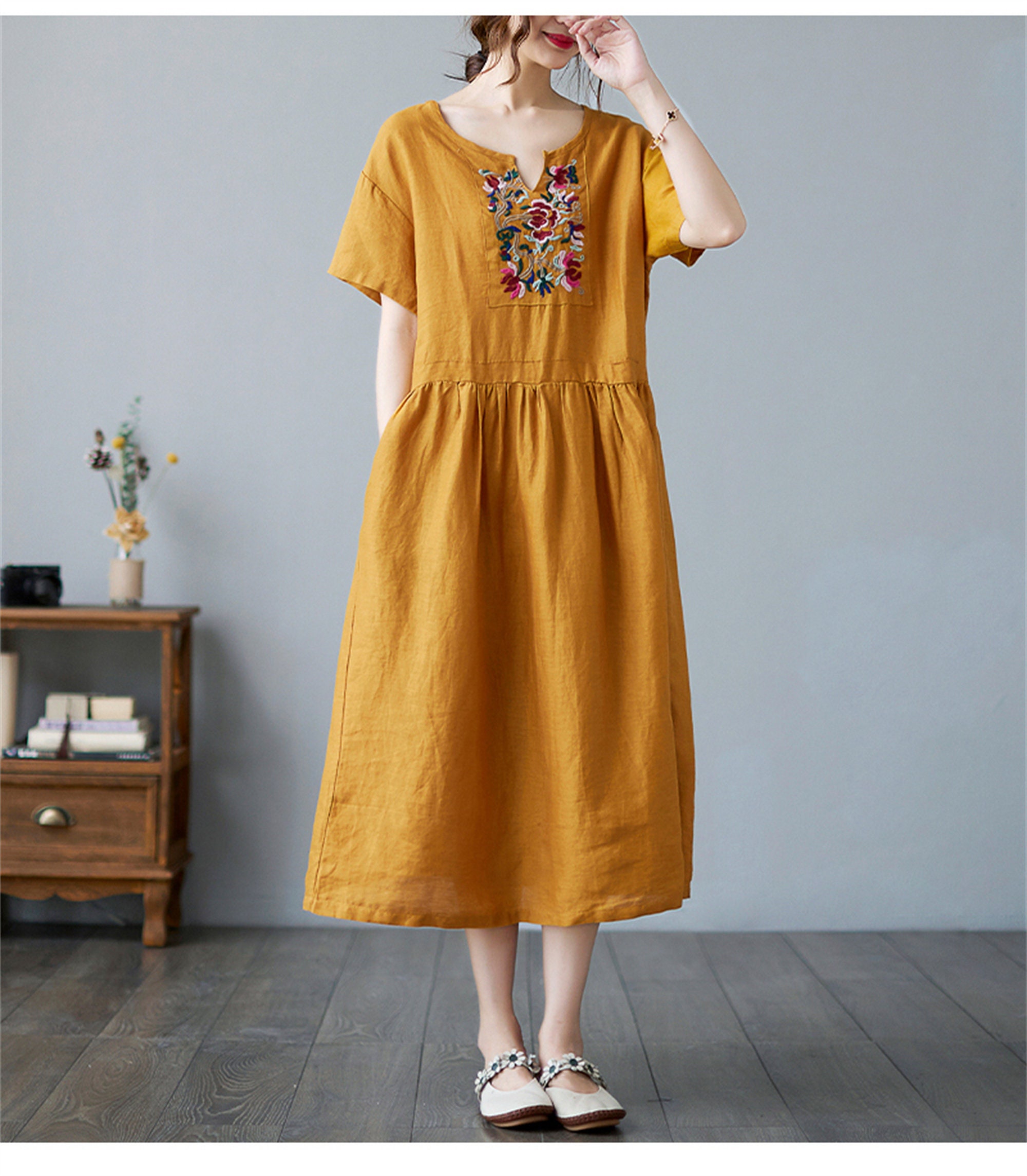 Woman summer dress loose cotton linen dress woman fashion | Etsy