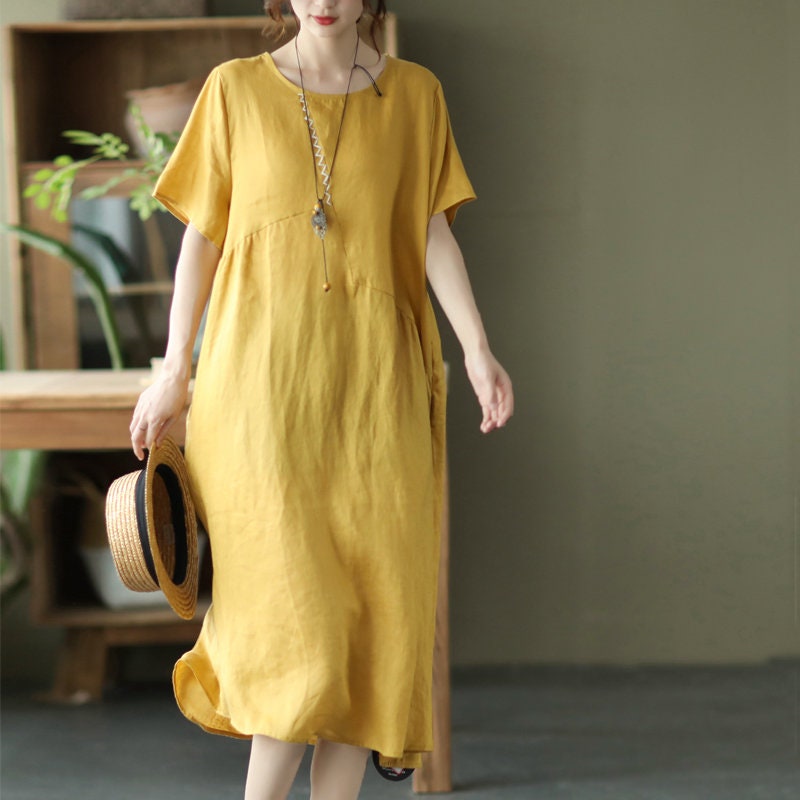 100% linen dress summer linen dresses Woman loose dresses | Etsy