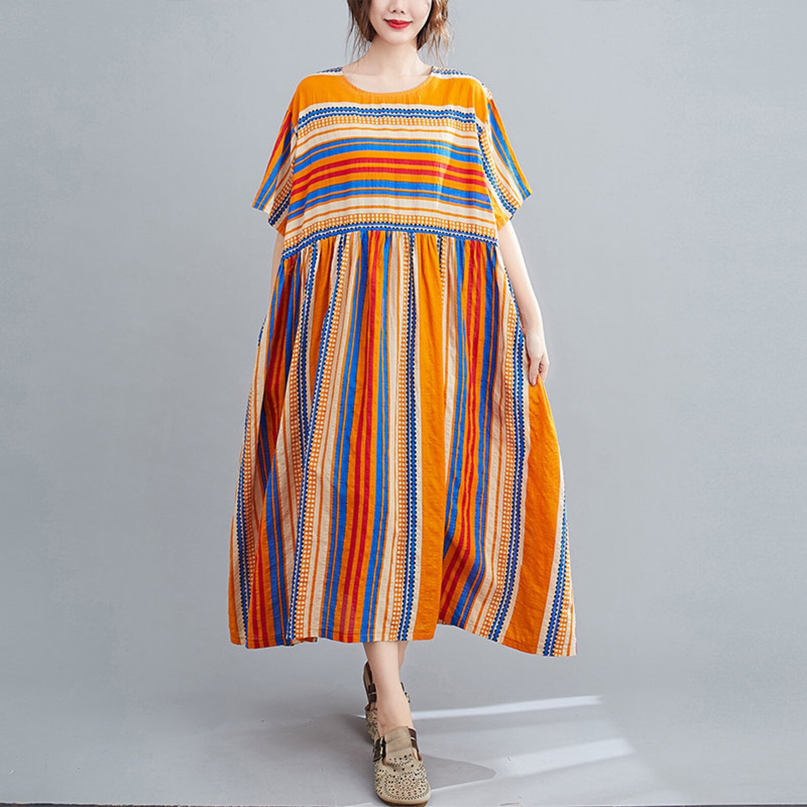 Summer loose dresses soft cotton linen dress shortsleeved Etsy